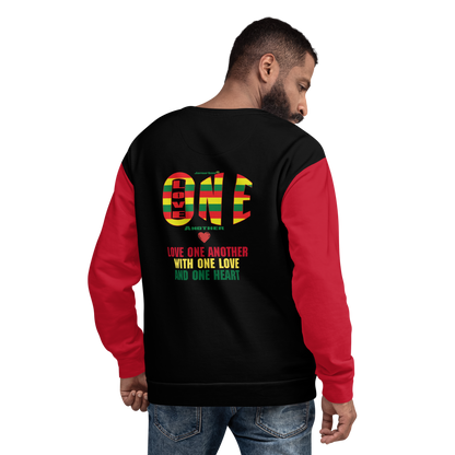 LOA's (Love one Another) Unisex Sweatshirt (black+red)