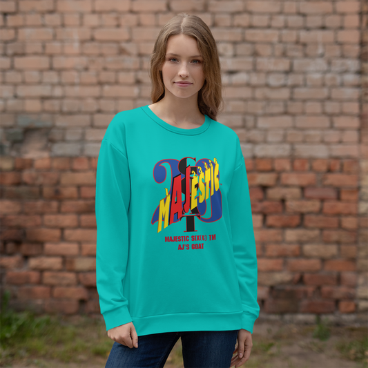 MAJESTIC SIX(6) tm Unisex Sweatshirt (AJ's GOAT)- Iris blue. Basketball's greatest GOAT design of all time.
