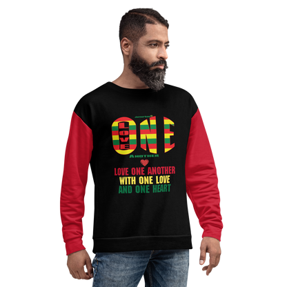 LOA's (Love one Another) Unisex Sweatshirt (black+red)