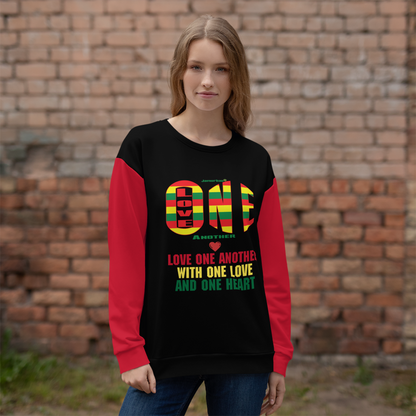 LOA's (Love one Another) Unisex Sweatshirt (black+red)