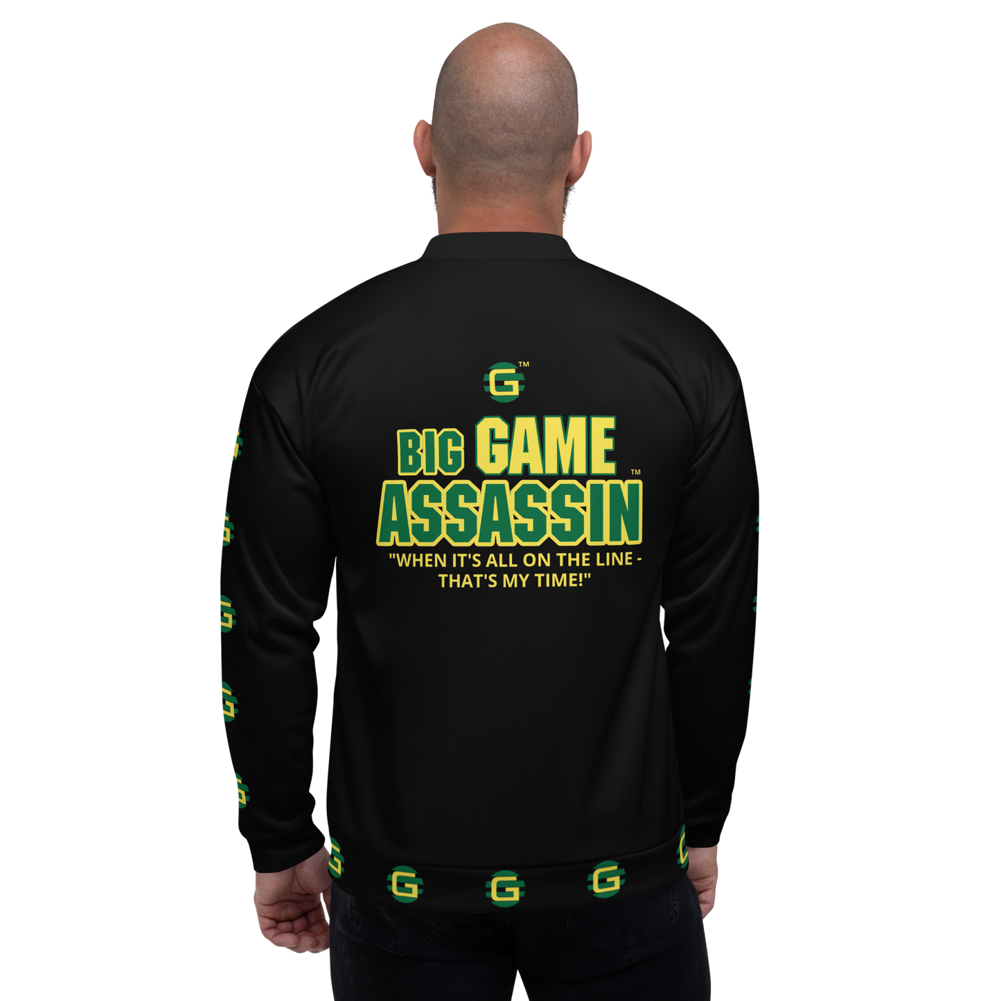 BIG GAME ASSASSIN ® Lightweight Unisex Bomber Jacket (Black).