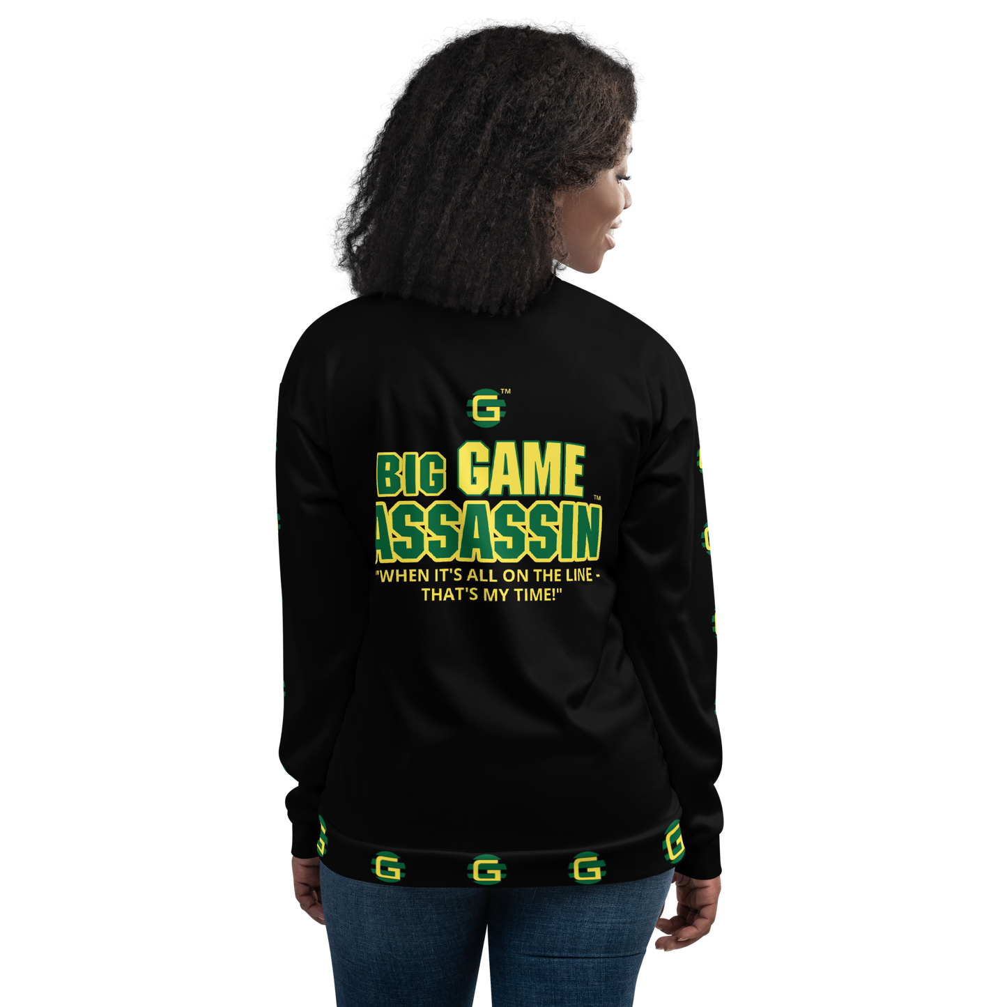 BIG GAME ASSASSIN ® Lightweight Unisex Bomber Jacket (Black).