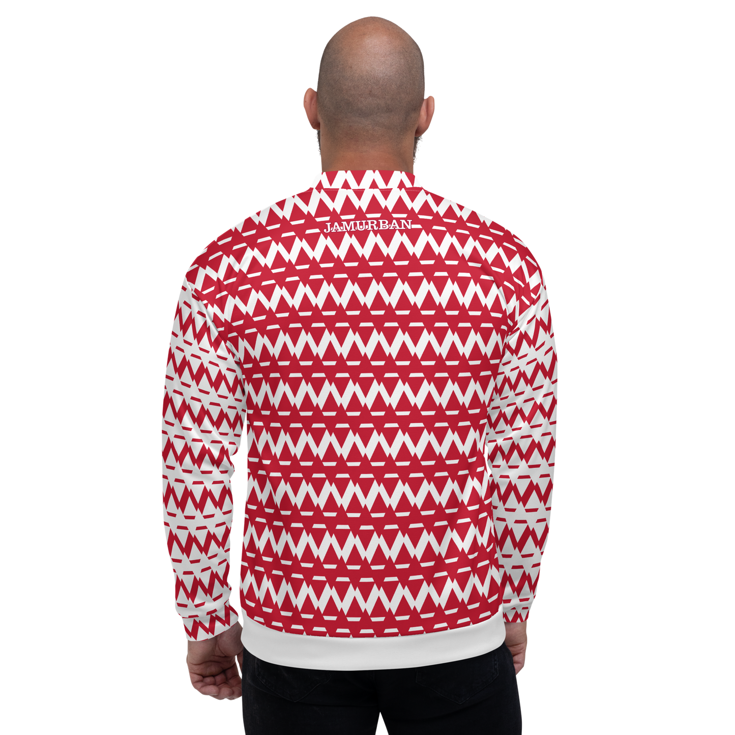 JAMURBAN "SHARP EDGES" Lightweight Unisex Bomber Jacket (red+white).