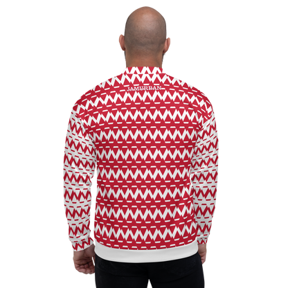 JAMURBAN "SHARP EDGES" Lightweight Unisex Bomber Jacket (red+white).