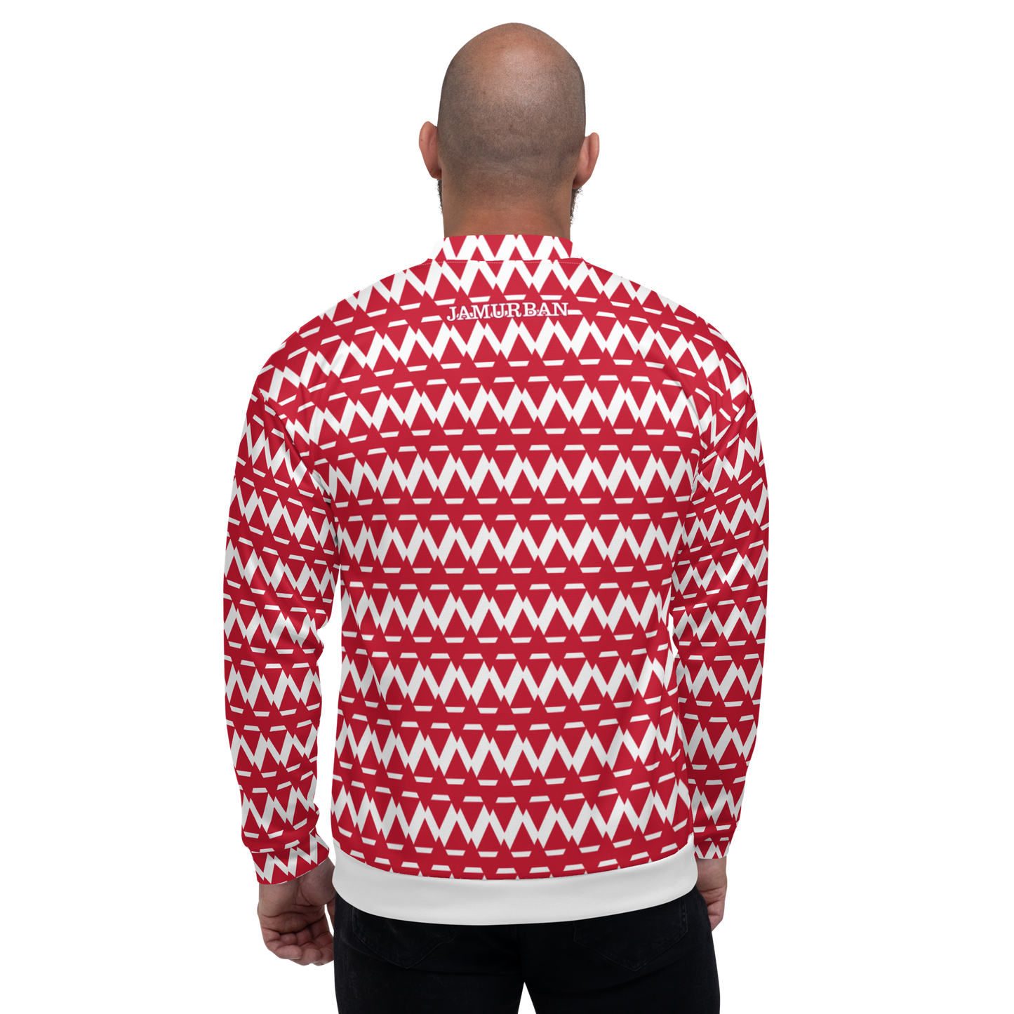 JAMURBAN S.E. "SHARP EDGES" Lightweight Unisex Bomber Jacket (Red+White).