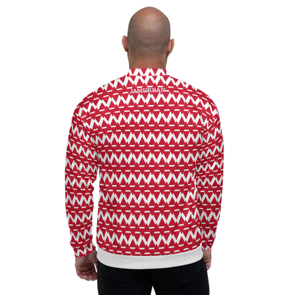 JAMURBAN S.E. "SHARP EDGES" Lightweight Unisex Bomber Jacket (Red+White).