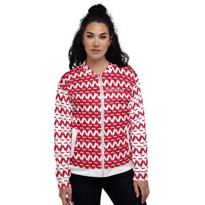 JAMURBAN "SHARP EDGES" Lightweight Unisex Bomber Jacket (red+white).