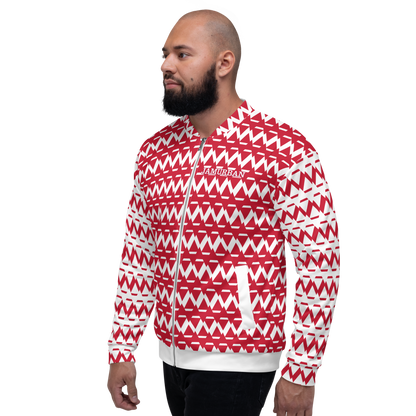 JAMURBAN "SHARP EDGES" Lightweight Unisex Bomber Jacket (red+white).