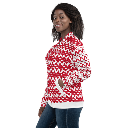 JAMURBAN "SHARP EDGES" Lightweight Unisex Bomber Jacket (red+white).