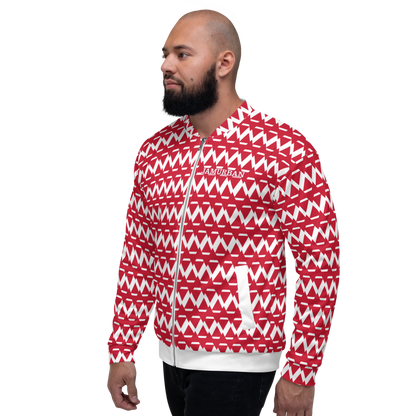 JAMURBAN S.E. "SHARP EDGES" Lightweight Unisex Bomber Jacket (Red+White).