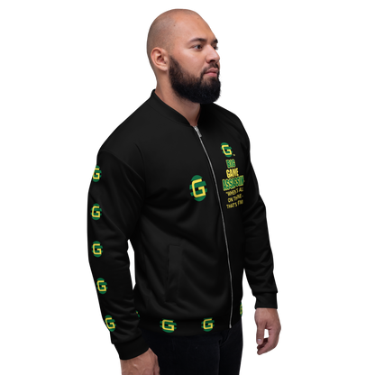 BIG GAME ASSASSIN ® Lightweight Unisex Bomber Jacket (Black).