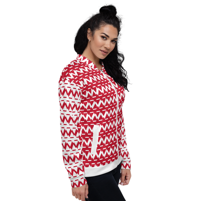 JAMURBAN "SHARP EDGES" Lightweight Unisex Bomber Jacket (red+white).