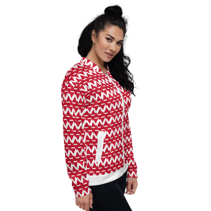 JAMURBAN S.E. "SHARP EDGES" Lightweight Unisex Bomber Jacket (Red+White).