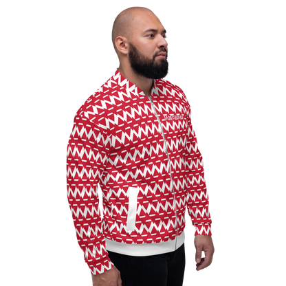 JAMURBAN S.E. "SHARP EDGES" Lightweight Unisex Bomber Jacket (Red+White).