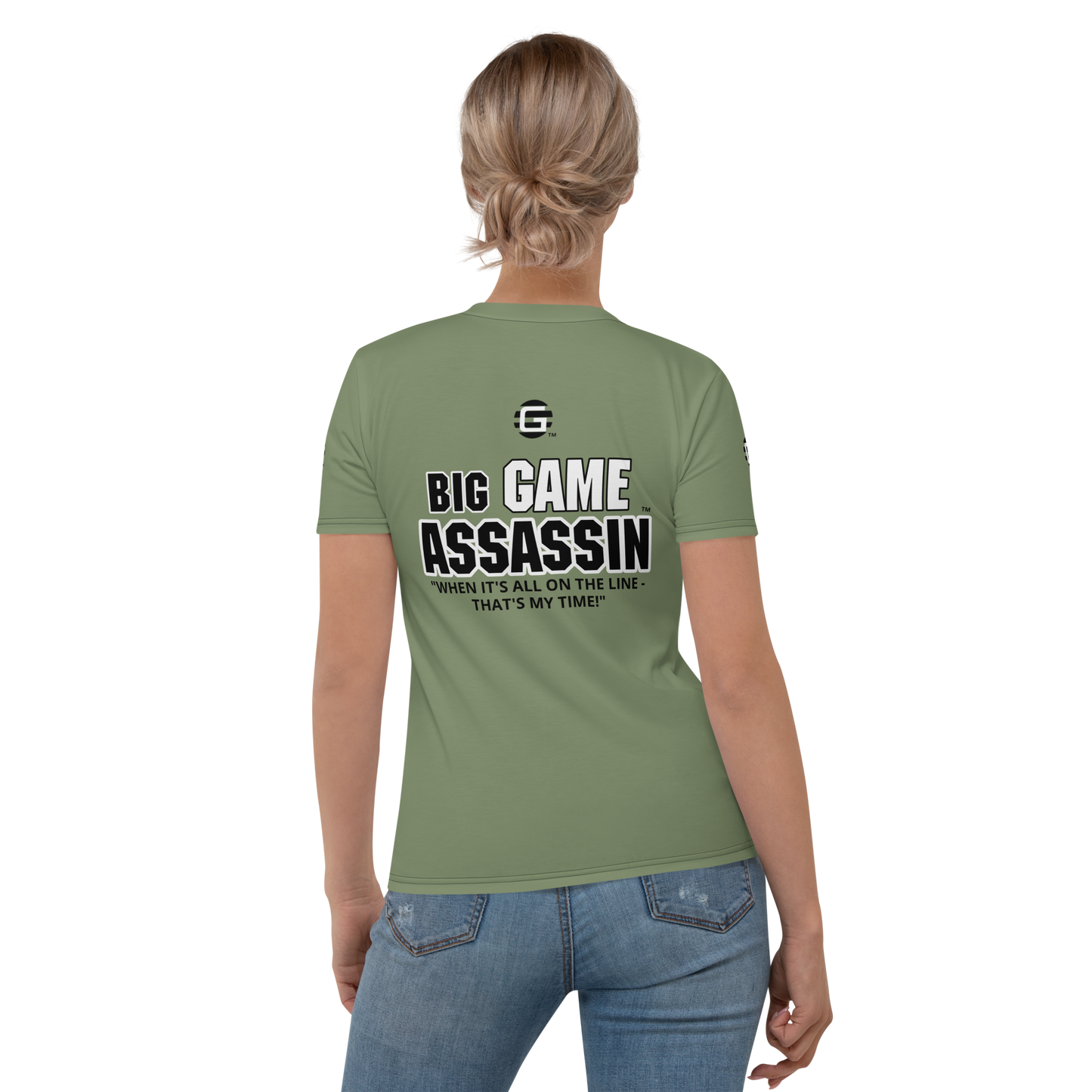 BIG GAME ASSASSIN ® (B.G.A.) Women's T-shirt. Camouflage Green.