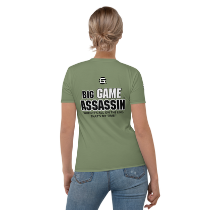 BIG GAME ASSASSIN ® (B.G.A.) Women's T-shirt. Camouflage Green.