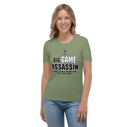 BIG GAME ASSASSIN ® (B.G.A.) Women's T-shirt. Camouflage Green.