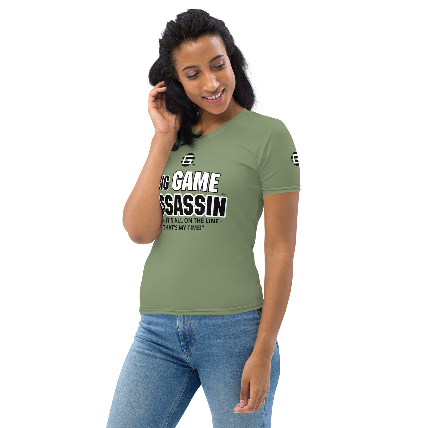 BIG GAME ASSASSIN ® (B.G.A.) Women's T-shirt. Camouflage Green.