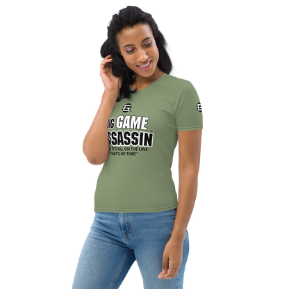 BIG GAME ASSASSIN ® (B.G.A.) Women's T-shirt. Camouflage Green.