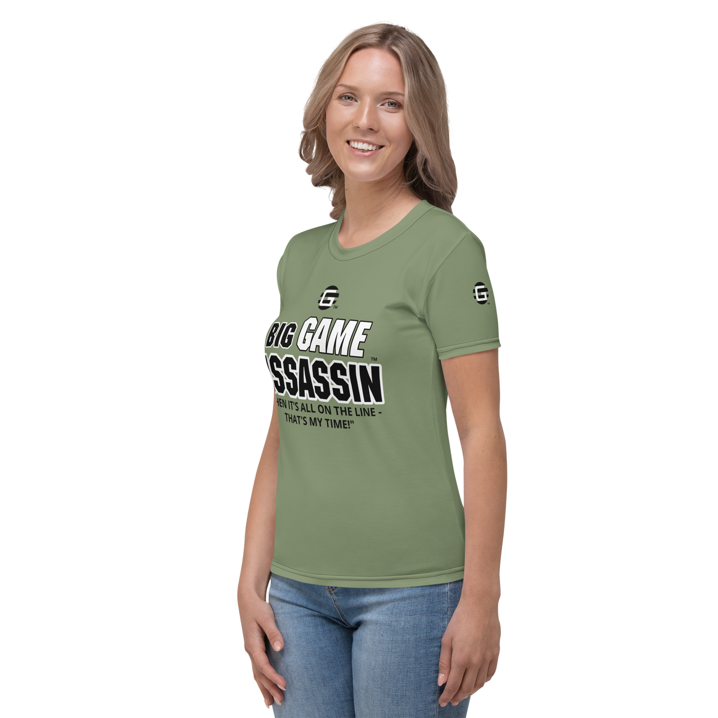 BIG GAME ASSASSIN ® (B.G.A.) Women's T-shirt. Camouflage Green.