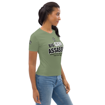 BIG GAME ASSASSIN ® (B.G.A.) Women's T-shirt. Camouflage Green.