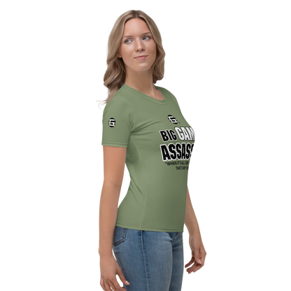 BIG GAME ASSASSIN ® (B.G.A.) Women's T-shirt. Camouflage Green.