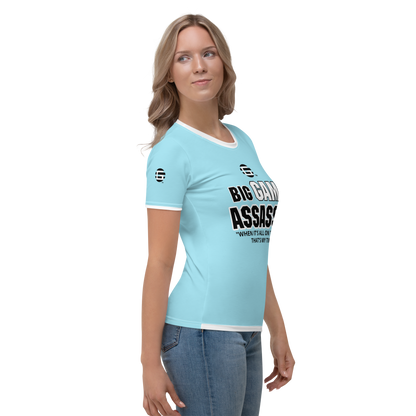 BIG GAME ASSASSIN ® (B.G.A.) Women's T-shirt. Blizzard blue.