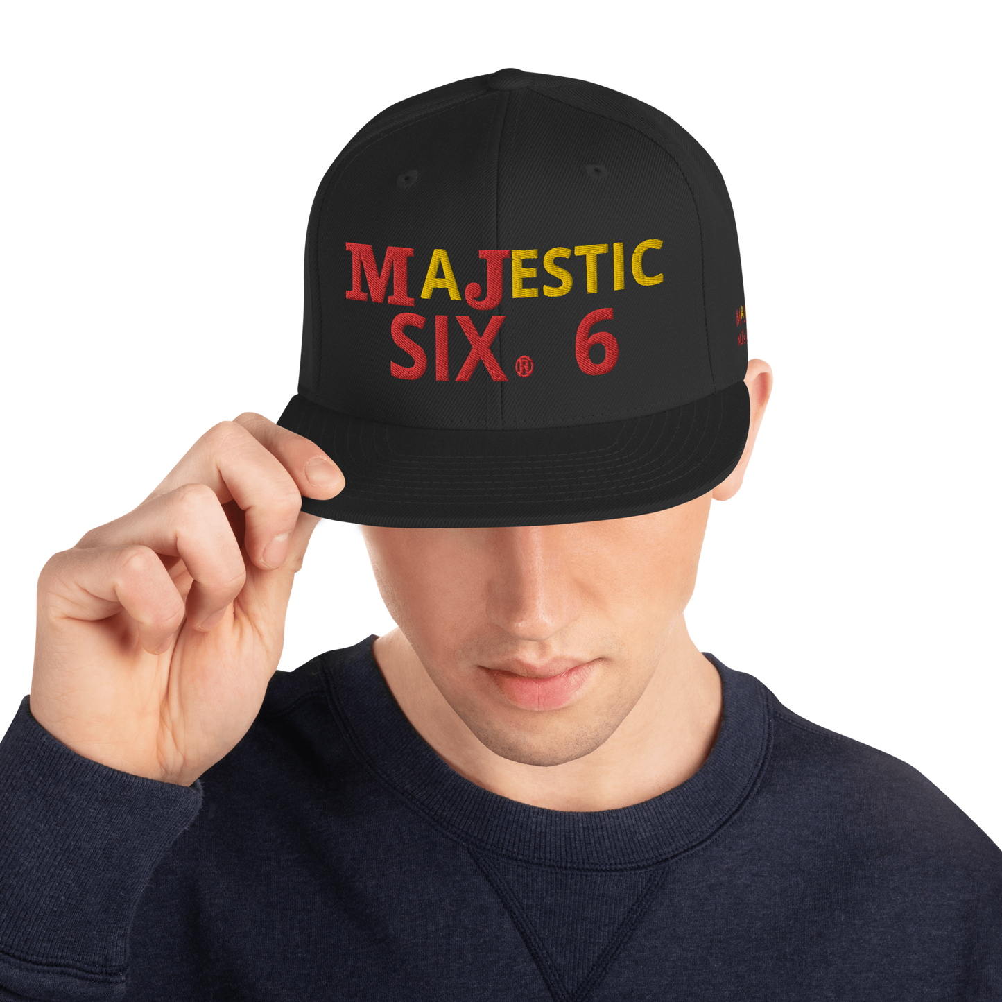 MAJESTIC SIX ® MJ's G.O.A.T - Snapback Hat (royal blue+black+black and silver+black and red and more). One size.