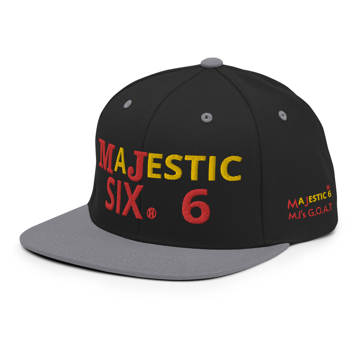 MAJESTIC SIX ® MJ's G.O.A.T - Snapback Hat (royal blue+black+black and silver+black and red and more). One size.