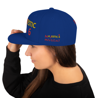 MAJESTIC SIX ® MJ's G.O.A.T - Snapback Hat (royal blue+black+black and silver+black and red and more). One size.