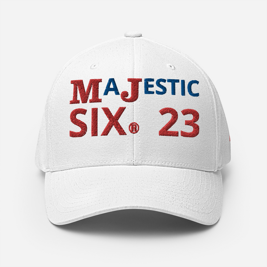 MAJESTIC SIX® (23) MJ's G.O.A.T. - CLOSED BACK CAP. SIZES S/M and L/XL. AVAILABLE IN BLACK, WHITE, DARK GREY, GREY AND DARK NAVY.