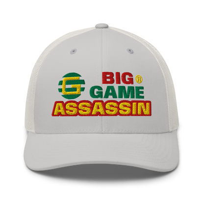 BIG GAME ASSASSIN® Triple C's Trucker Cap (layered text). Red, green and yellow design. Available in a variety of colours. One size.