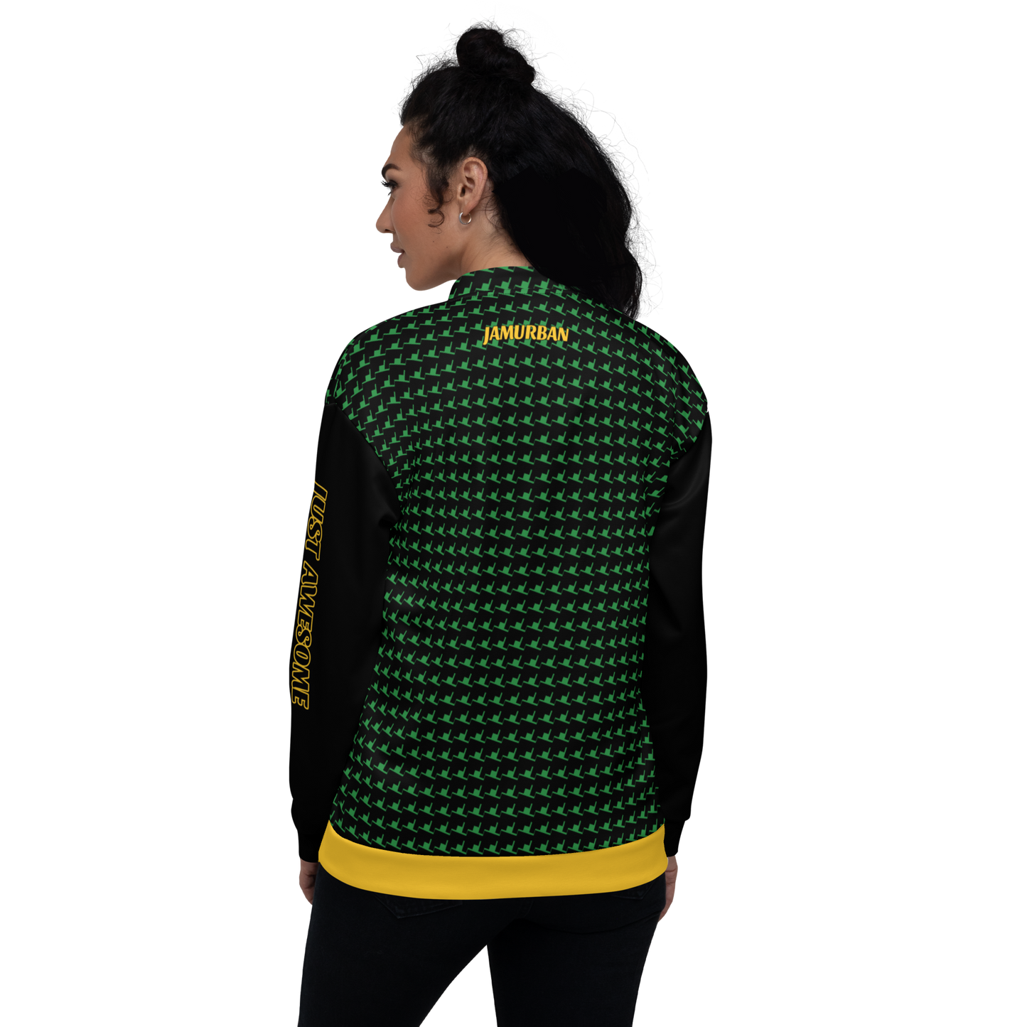 JA's (JUST AWESOME) Lightweight Unisex Bomber Jacket (Sea Green+Black+Yellow)