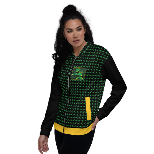 JA's (JUST AWESOME) Lightweight Unisex Bomber Jacket (Sea Green+Black+Yellow)