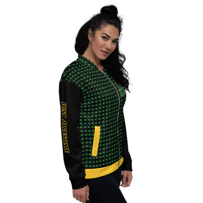 JA's (JUST AWESOME) Lightweight Unisex Bomber Jacket (Sea Green+Black+Yellow)