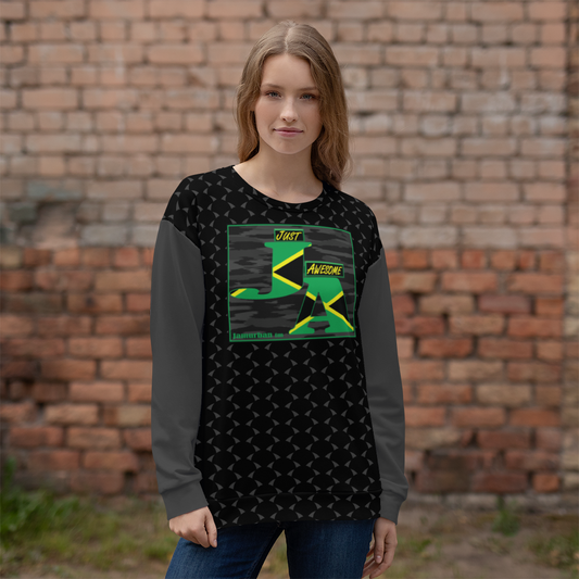 JA's (just awesome) Unisex Sweatshirt. Black+Eclipse