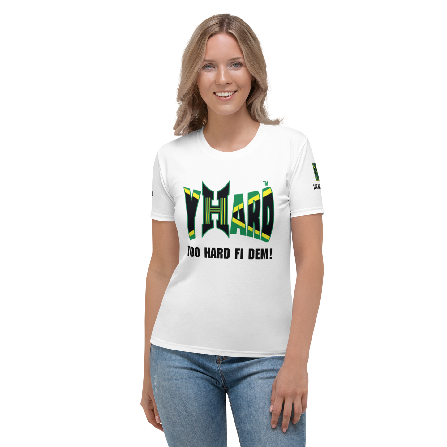 YHARD "TOO HARD FI DEM" Women's T-shirt (WHITE)