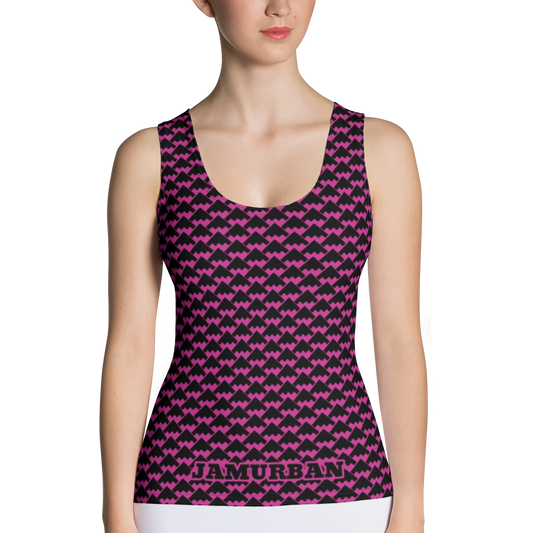 JAMURBAN "HIT MY PEAK" Sublimation Cut & Sew Tank Top (Medium red violet+Black)