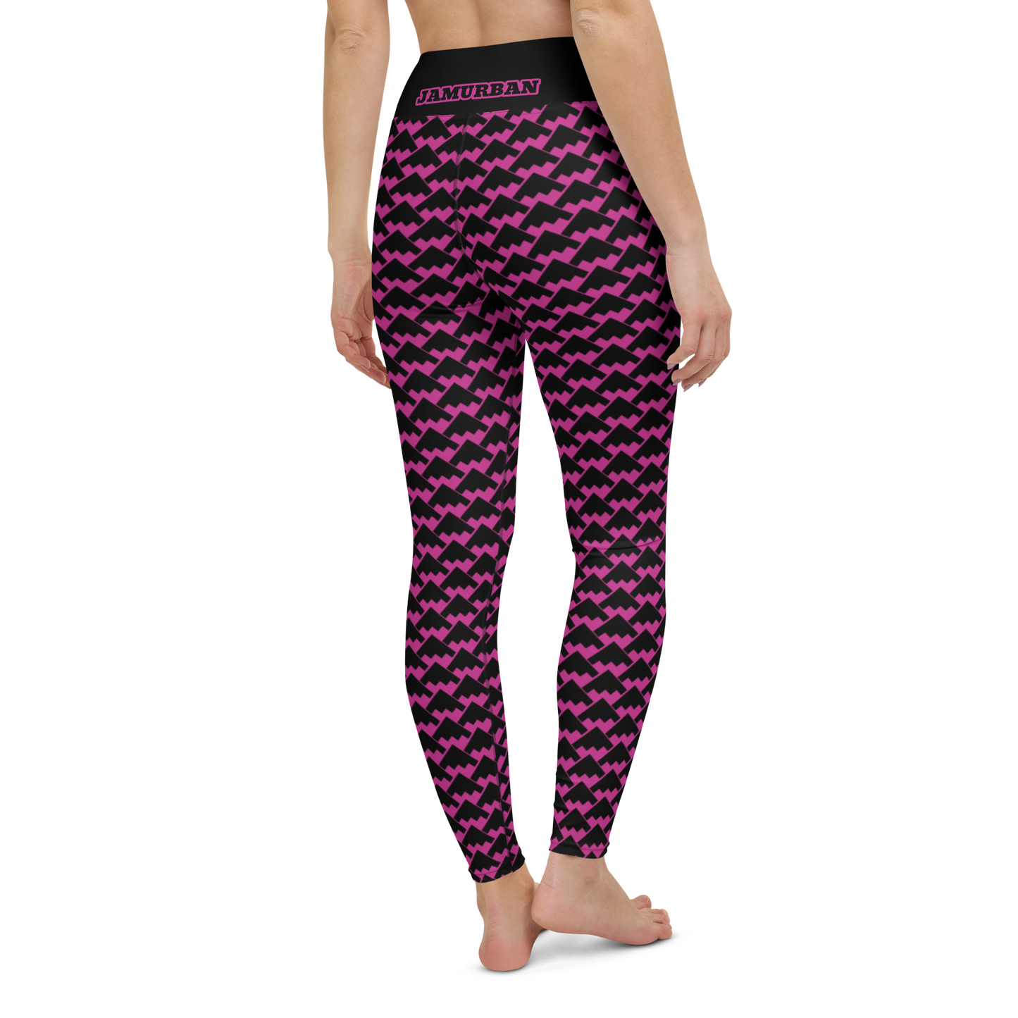 JAMURBAN "HIT MY PEAK" Yoga Leggings (Medium red violet+Black)