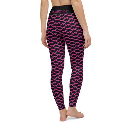 JAMURBAN "HIT MY PEAK" Yoga Leggings (Medium red violet+Black)