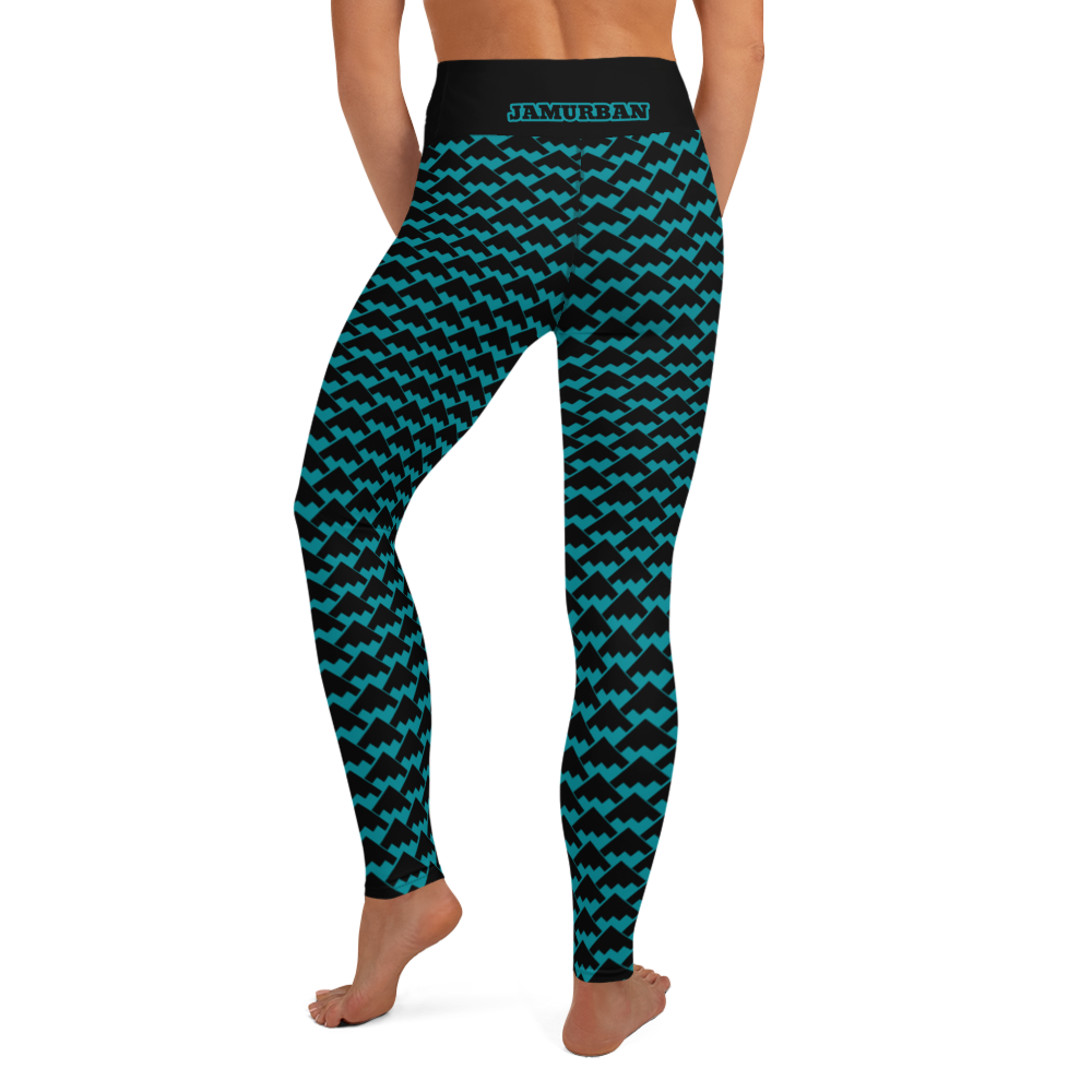 JAMURBAN "HIT MY PEAK" Yoga Leggings (eastern blue+black)