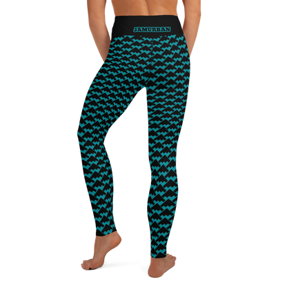 JAMURBAN "HIT MY PEAK" Yoga Leggings (eastern blue+black)