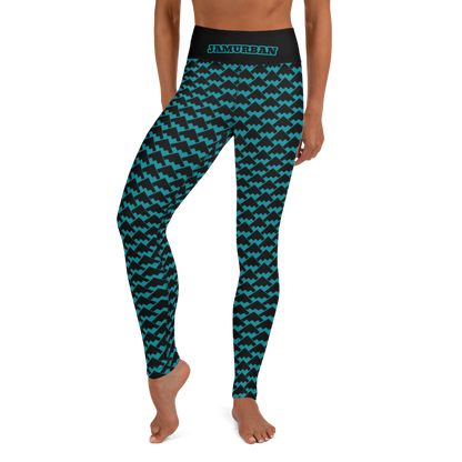 JAMURBAN "HIT MY PEAK" Yoga Leggings (eastern blue+black)