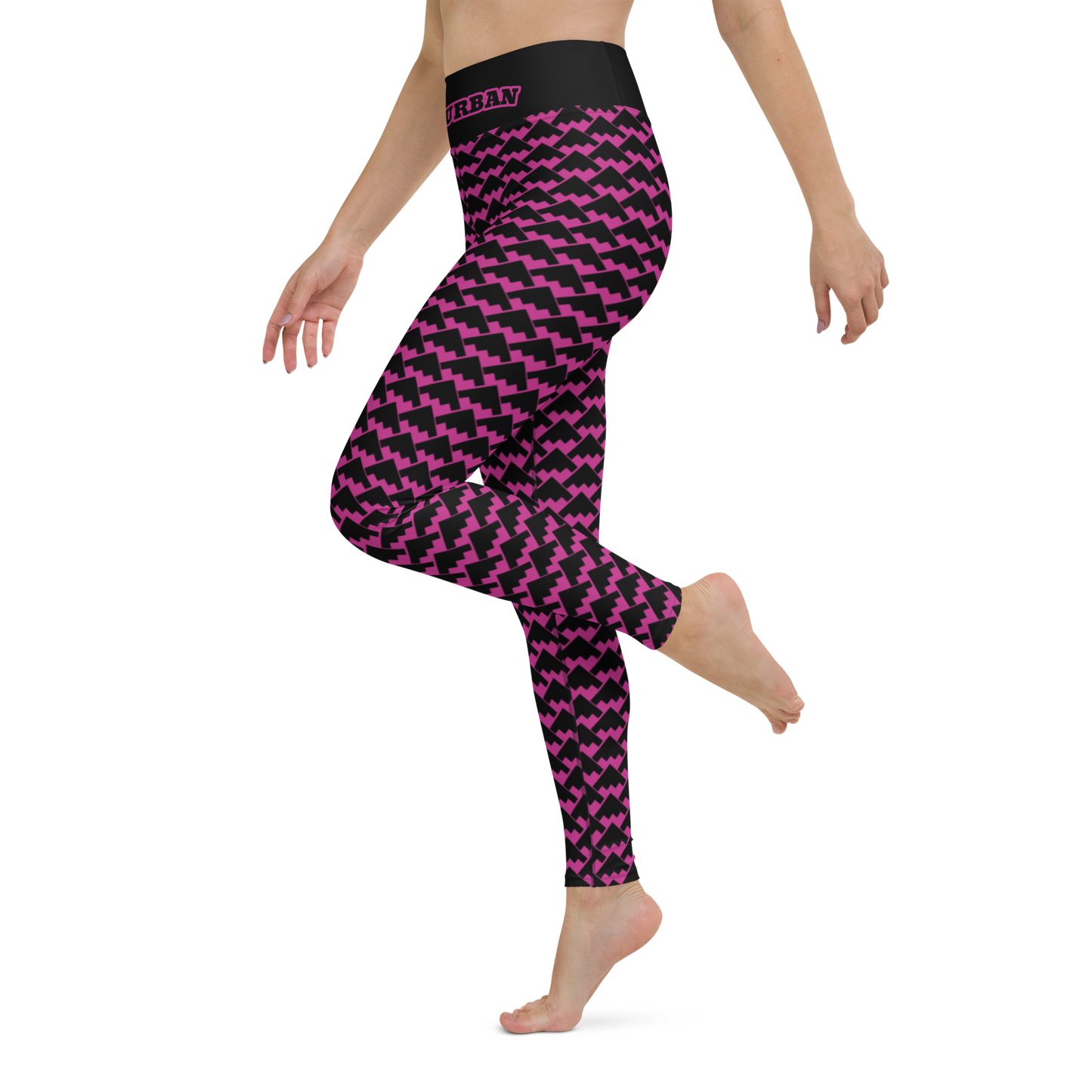 JAMURBAN "HIT MY PEAK" Yoga Leggings (Medium red violet+Black)