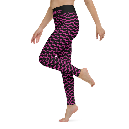 JAMURBAN "HIT MY PEAK" Yoga Leggings (Medium red violet+Black)