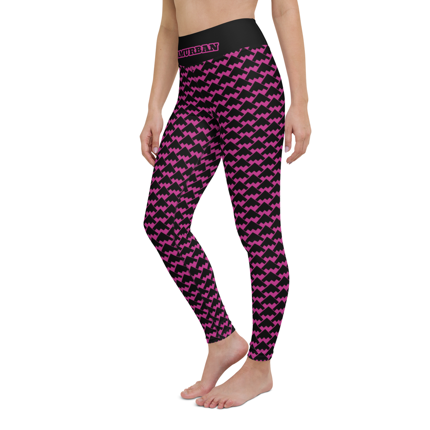 JAMURBAN "HIT MY PEAK" Yoga Leggings (Medium red violet+Black)