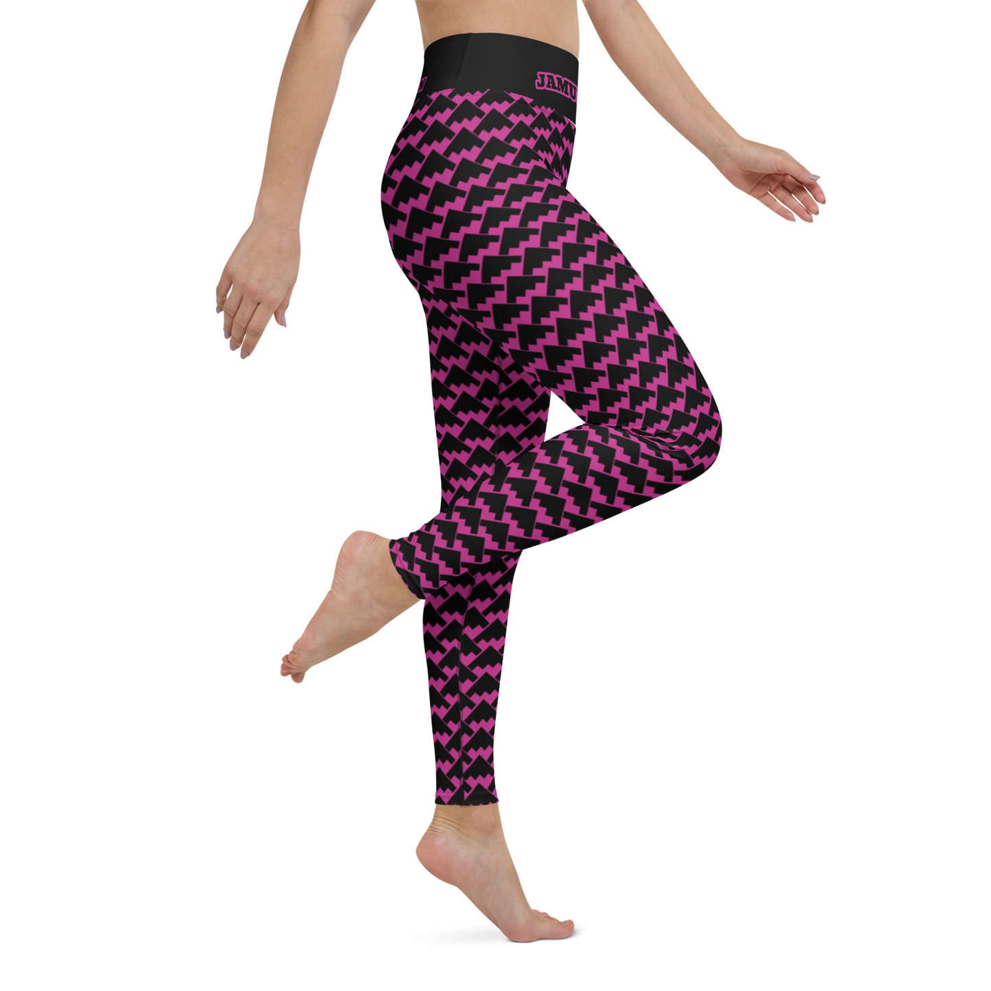 JAMURBAN "HIT MY PEAK" Yoga Leggings (Medium red violet+Black)