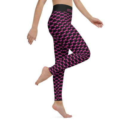 JAMURBAN "HIT MY PEAK" Yoga Leggings (Medium red violet+Black)