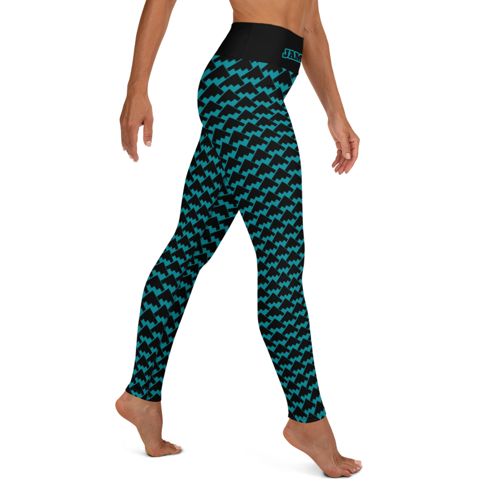 JAMURBAN "HIT MY PEAK" Yoga Leggings (eastern blue+black)